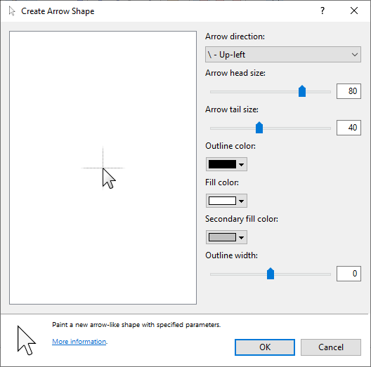 A screenshot of the Create Arrow Shape wizard A screenshot of the Create Arrow Shape wizard