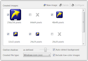 Icom from image configuration window.