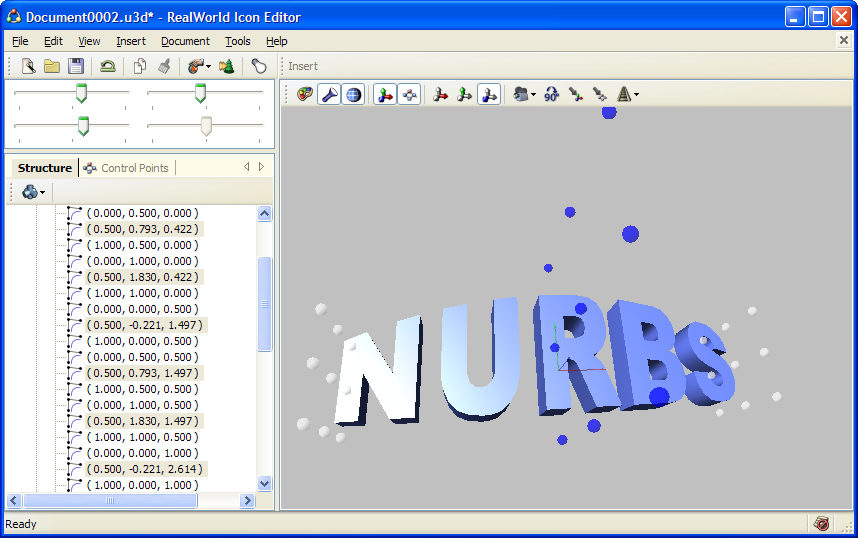 A NURBS volume defining a nonlinear transformation