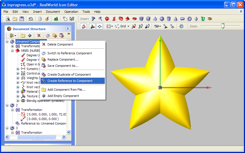 Creating references to a component in 3D model